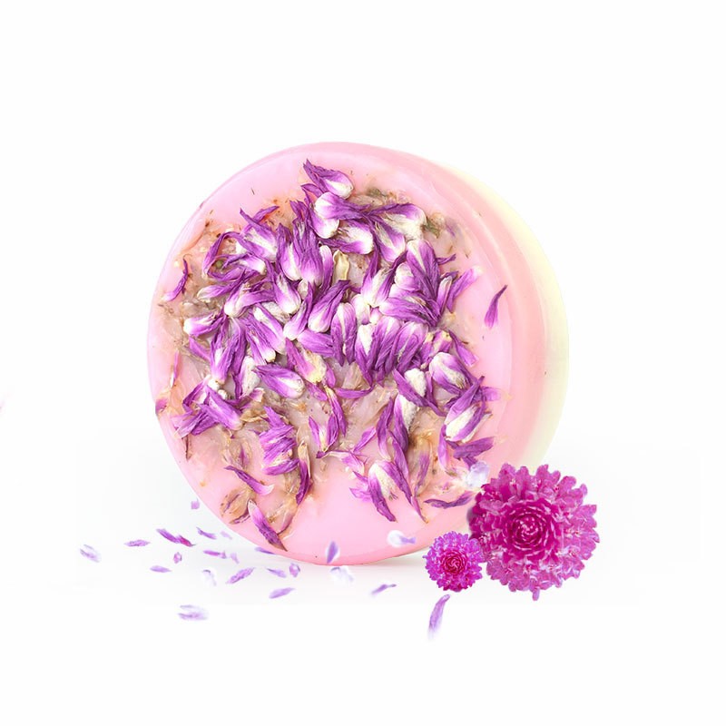 Round Thousand Day Purple Shrink Wrapped Floral Essential Oil Soap