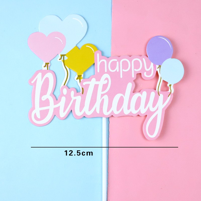 Pink - Love Balloons - 10 Pieces Cake Topper Decoration Clearance