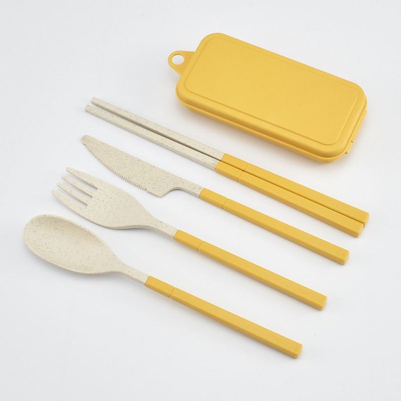 Yellow Four-piece tableware set