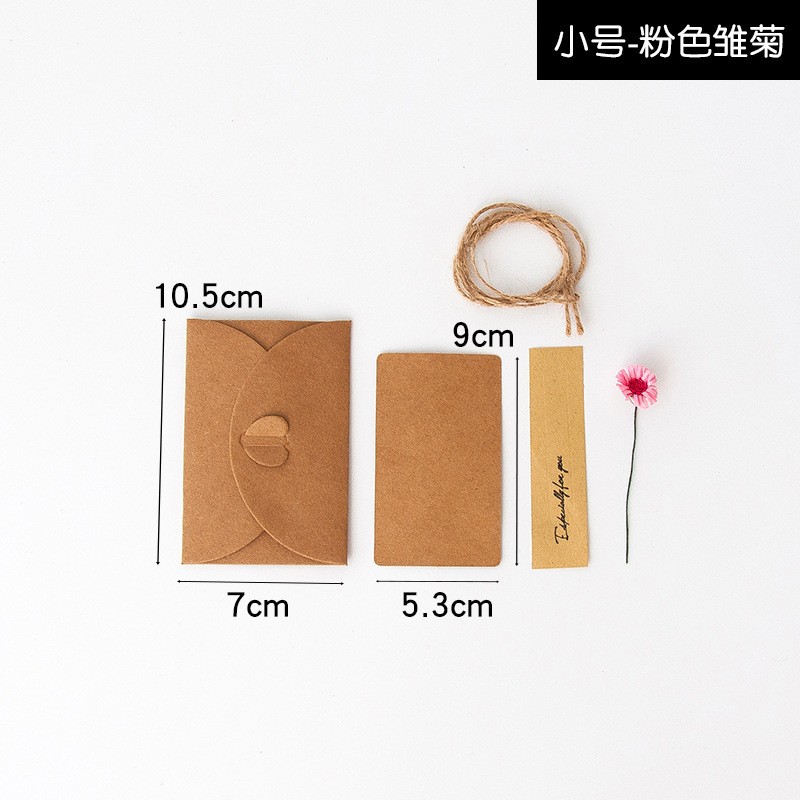 Cowhide Dried Flower Greeting Card10 Small Pink Daisy