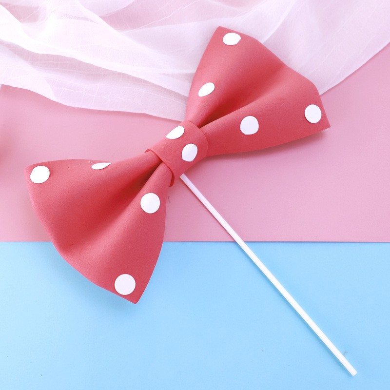 Red Polka Dot Ribbon - 1 Piece Cake Topper Clearance