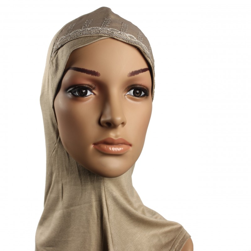 Beige Lace Hijab Full Underscarf