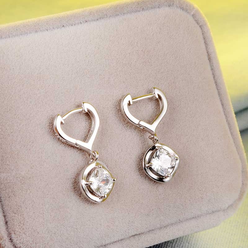 Crystal Heart Drop Polished Earrings