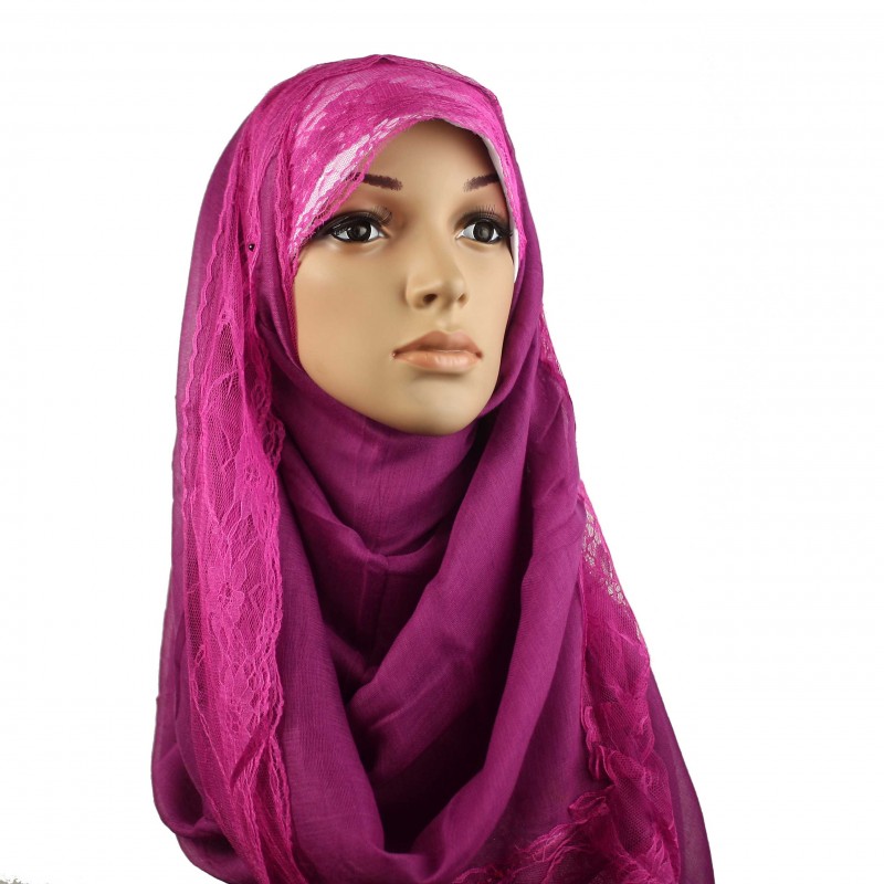 Magenta Lace Hijab