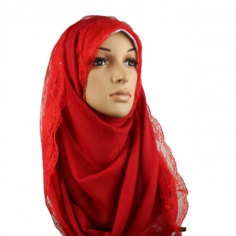 Red Lace Hijab