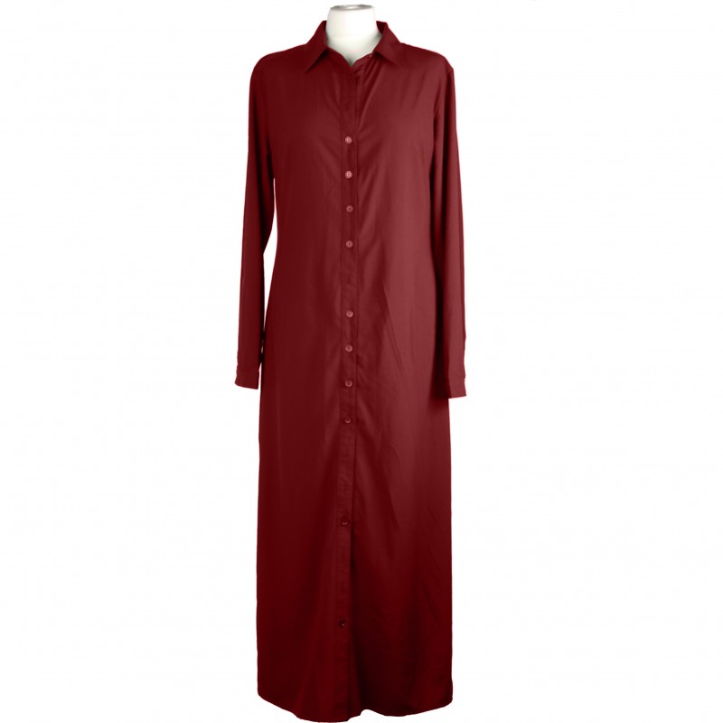 Dress Shirt Abaya Maroon - 12