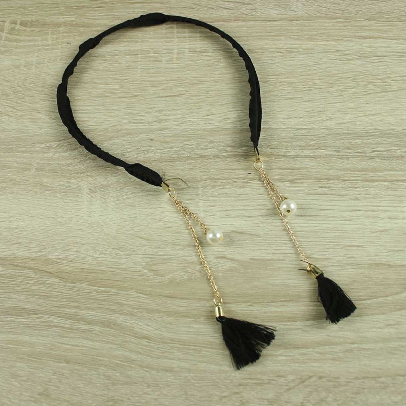 Black pearl chain headband