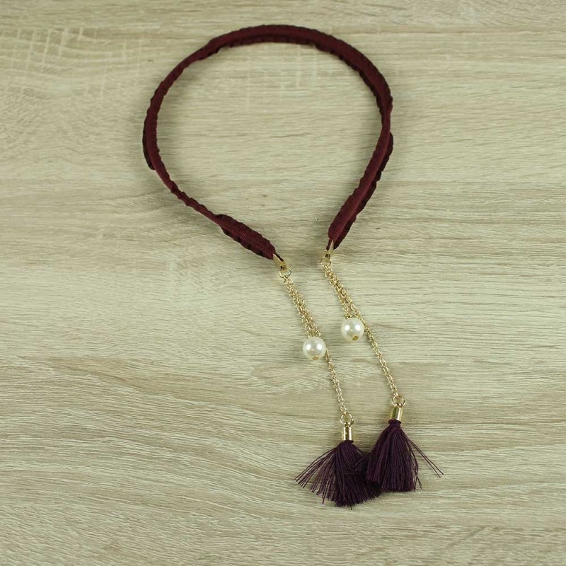 Maroon pearl chain headband