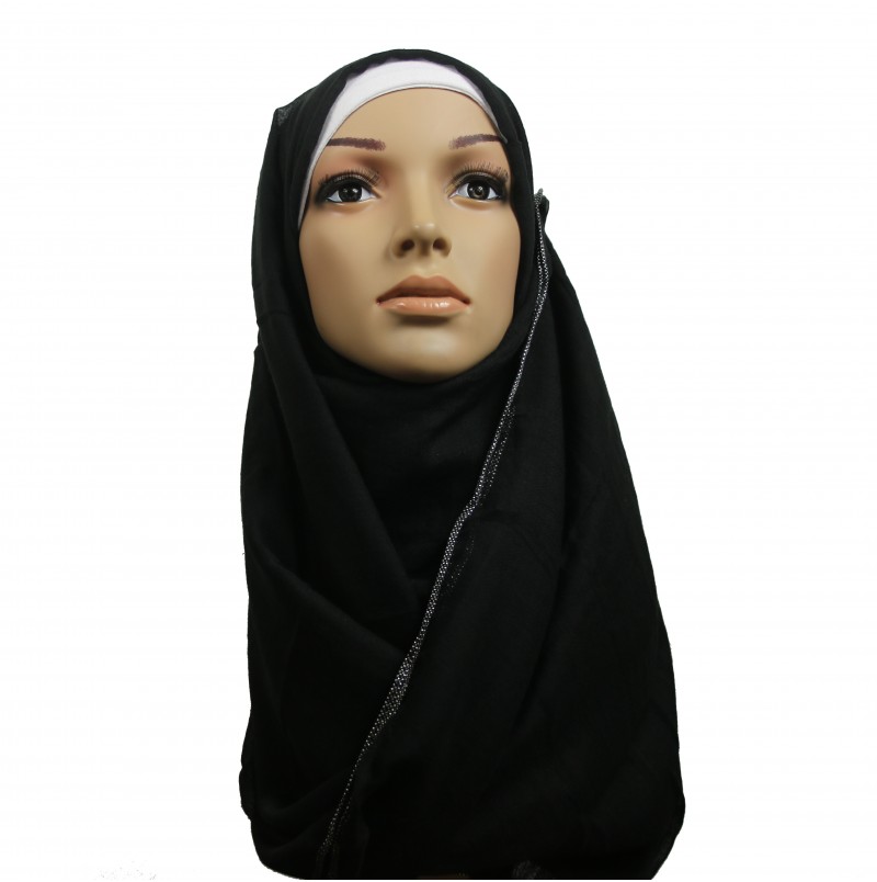 Black Silver Chain Hijab