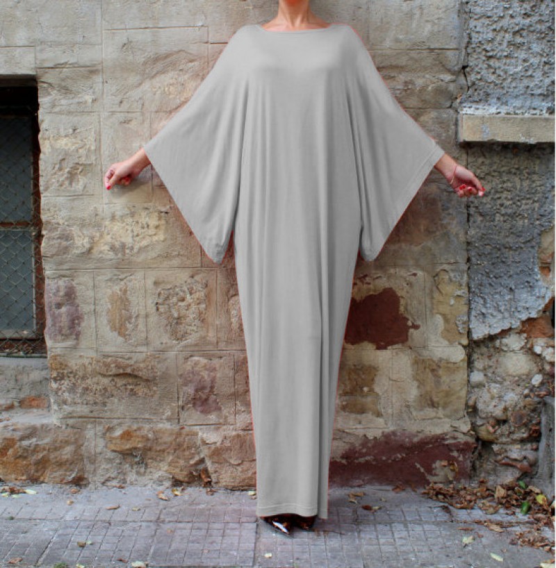 Light Gray Classic Batwing Abaya XXL