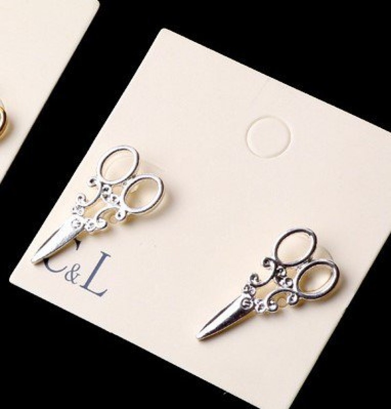 Silver Vintage Scissor Studs