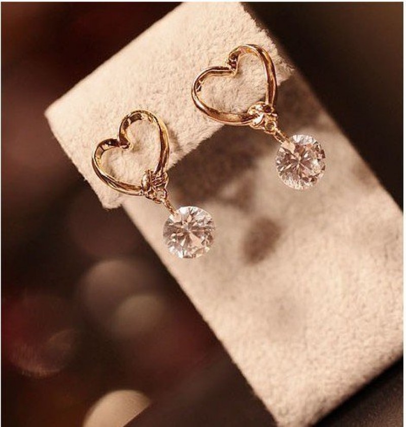 Crystal Heart Drop Studs