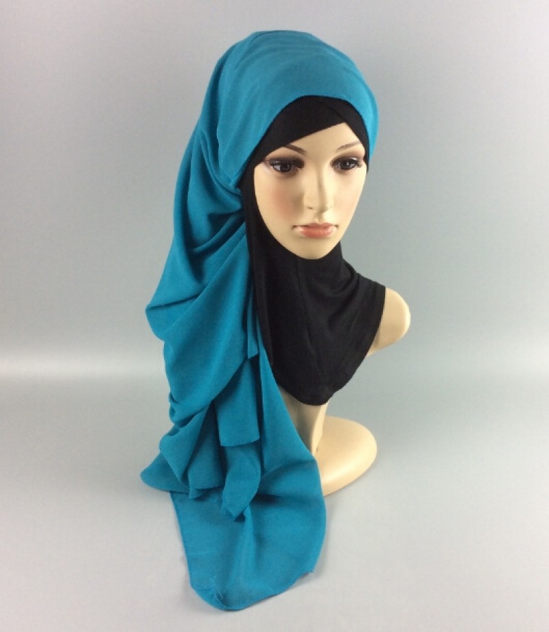 Blue Green Soft Chiffon Crepe Hijab 