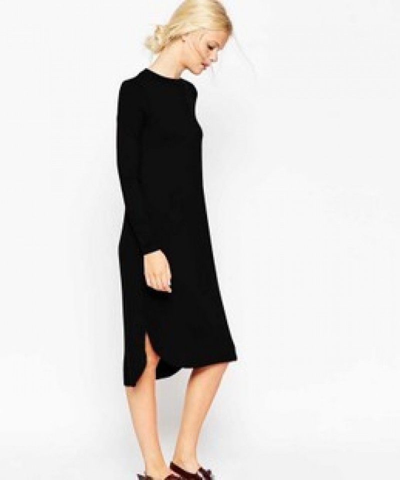 Black Split Hem Midi Abaya M