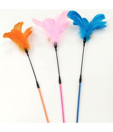 Purein the long and long multi- mixed Random Colour Bell Feather Cat Toy  Clearance