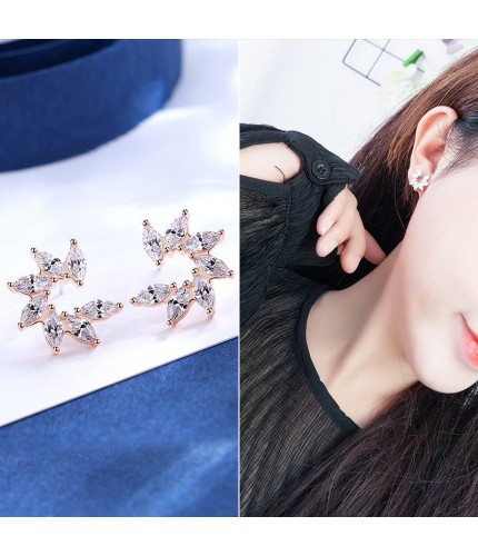 WH158-rose gold silver needle Korean Style Earrings  Clearance