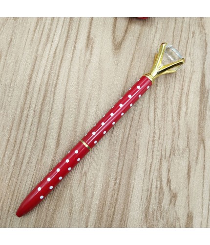 Refill red pole white point Crystal Pen 