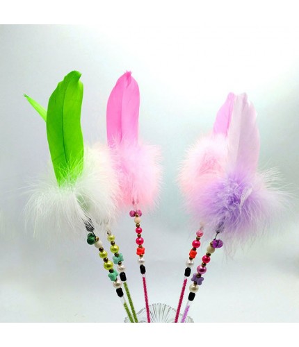 afloating multi- mixed Random Colour fluffy feather cat stick toy  Clearance