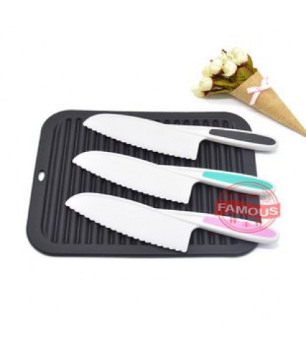blue three-piece Plastic Knife Baking Bread Knife 