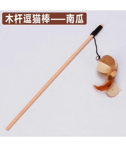 Burlap Ball Pumpkin Wood Length 40cm Cat Stick Toy 