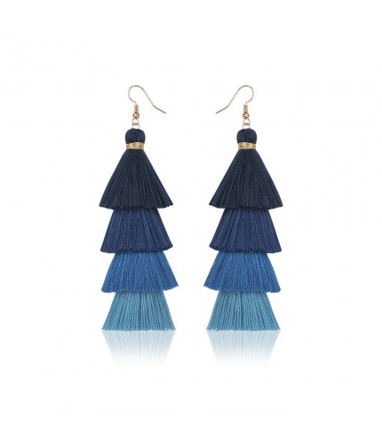 E68123 blue Tassel Drop Earrings  Clearance