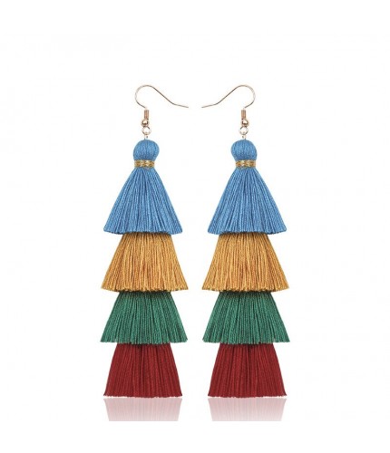 E68123 Sky Blue Tassel Drop Earrings  Clearance
