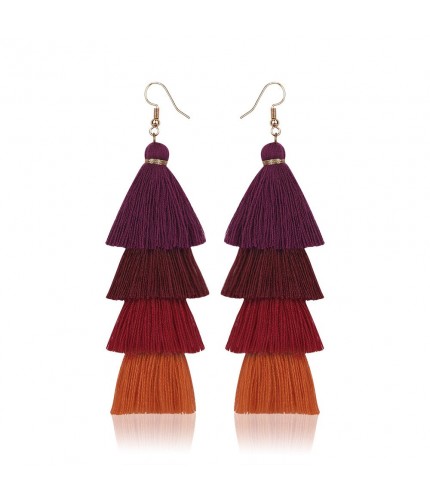 E68123 red Tassel Drop Earrings  Clearance