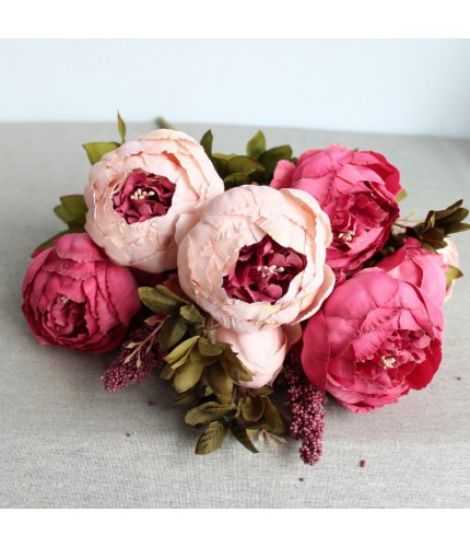 Autumn leaves red Peony High Grade Artificial Flowers Clearance