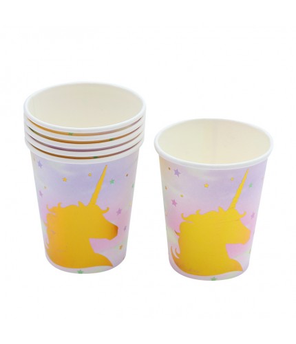 bronzing unicorn paper cups a pack of 6  Clearance