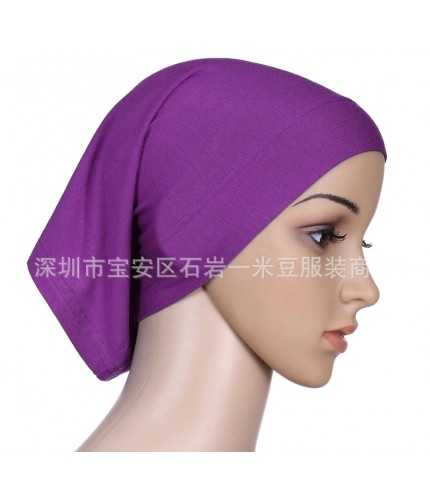 Purple Mercerised Cotton Tube Hijab Cap 