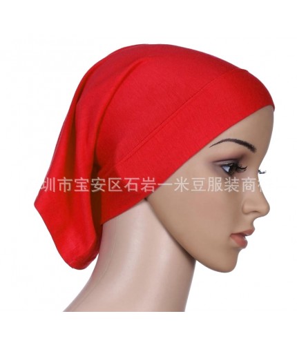 red Mercerised Cotton Tube Hijab Cap 
