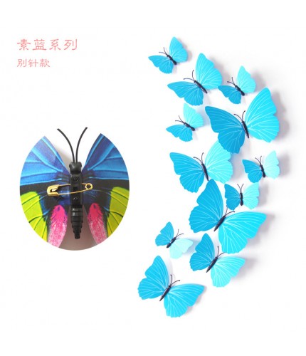 H 007 Plain Blue Pin Set Of 12 PVC Butterfly Clearance