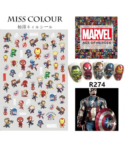 R274 Marvel Fulian 4 Nail Stickers