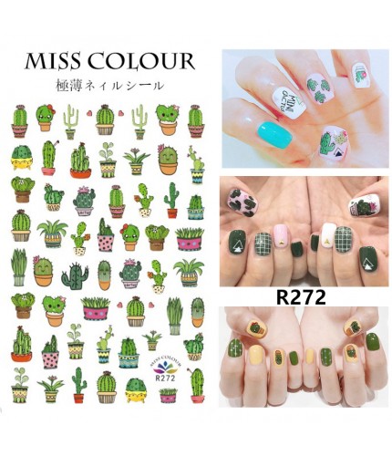 R272 Net Red Cactus Nail Stickers Clearance
