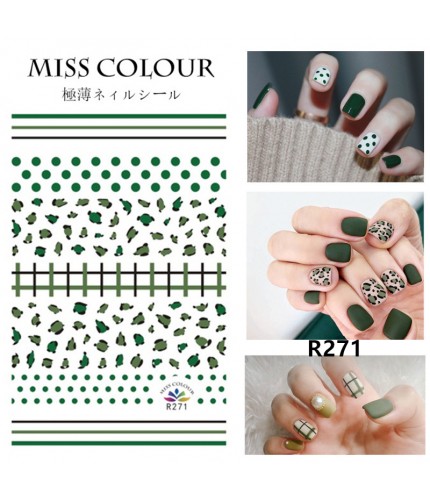 R271 Net Red Leopard Lines Nail Stickers Clearance