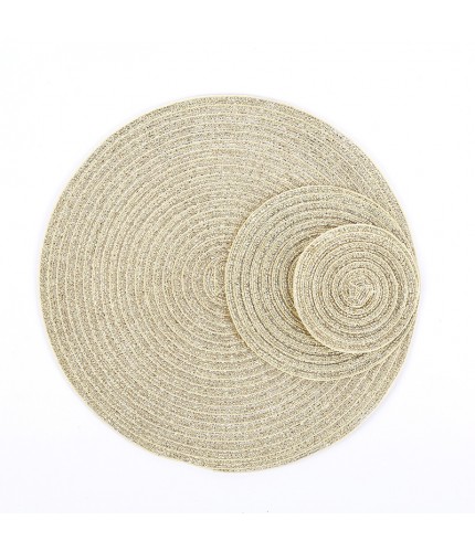 Gold Circle Diameter 36Cm Nordic Cotton Yarn Placemat Clearance