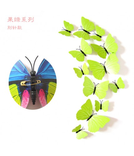 H 007 Vegetarian Green Pin Set Of 12 PVC Butterfly Clearance