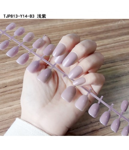 Tjp813-Y14-B3 Light Purple Strip Fake Nails