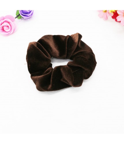 Rt-128-N2 Coffee Color Velvet Hair Scrunchie