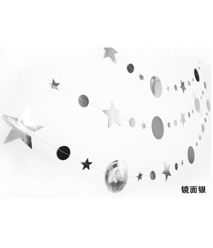 4 Meters Long Star Round Silver 1 Garland Pendant Clearance