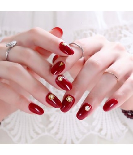 Burgundy 57 Glue Rikadi Fake Nails Set Clearance