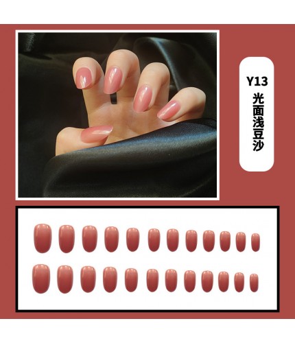 Tjp813-Y13-B3 Light Bean Paste Strip Fake Nails
