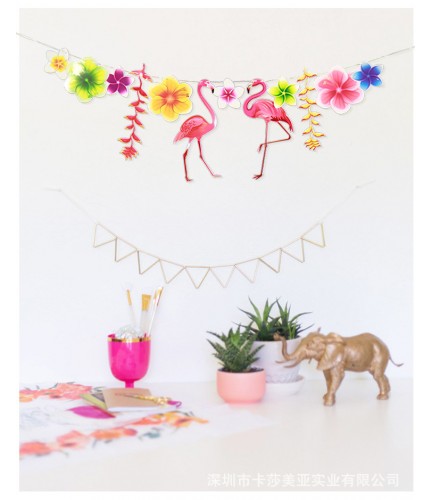 3M Long Flamingo Flower Ornament Bunting Clearance