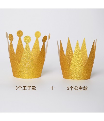 6 Sets Of Golden Birthday Crown Glitter Birthday Party Hat Clearance