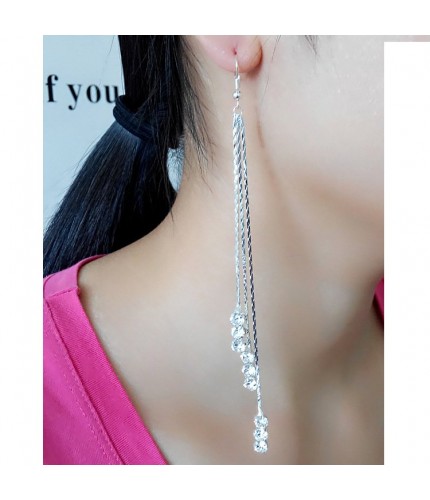 Silver Drop Chain Earrings