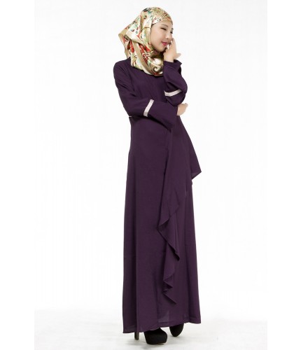 Purple Korean Linen Flare Dress Abaya M 