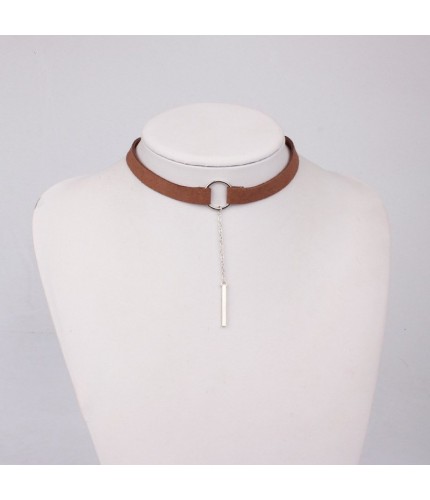 Silver Ring Brown Choker