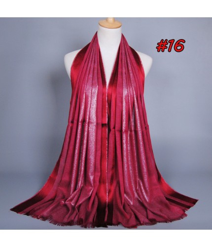 Wine Red Stripped Satin Cotton Hijab Clearance
