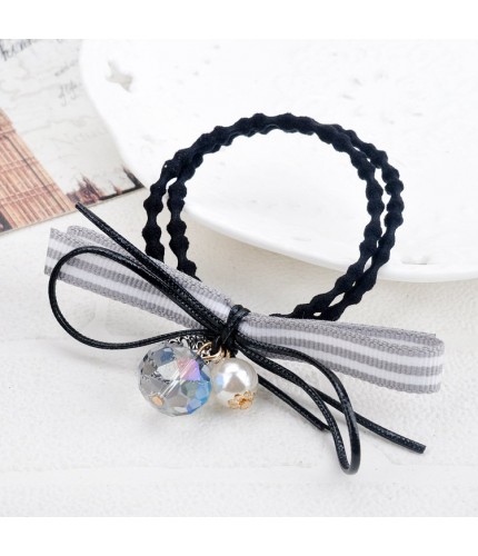 Gray Pearl Crystal Bow Hairband