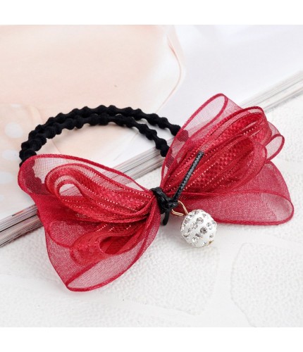 Burgundy Shamballa Bow Hair Band